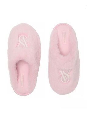 Victoria's Secret VS Plush Closed Toe Faux Fur Slippers Washed Blossom L